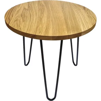 Hodiny KUBRi 0502 - 60 cm dubový konferneční stolek s kovovými nohami