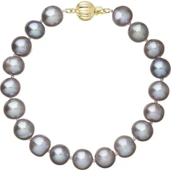 Náušnice Perlový náramek z říčních perel se zapínáním ze 14 karátového zlata 923010.3/9272A grey