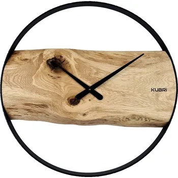 Hodiny KUBRi 1003A - Robustní hodiny z masivního dubu s kovovým rámem