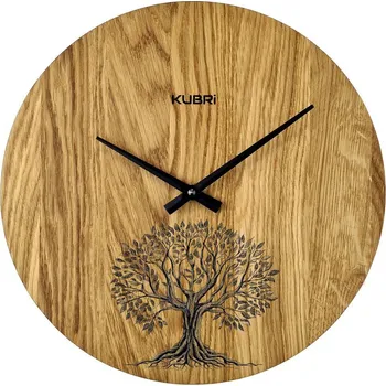 Hodiny KUBRi 0100A - Strom života na dubových hodinách vyrobených v čechách