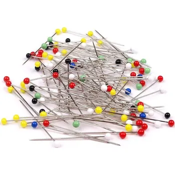 Špendlíky se skleněnou hlavičkou délka 48 mm Galant - nikl