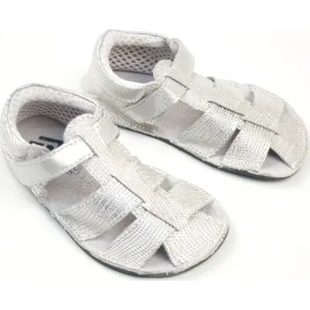 Dívčí sandály Ef Barefoot sandálky Silver Gliter EUR 27