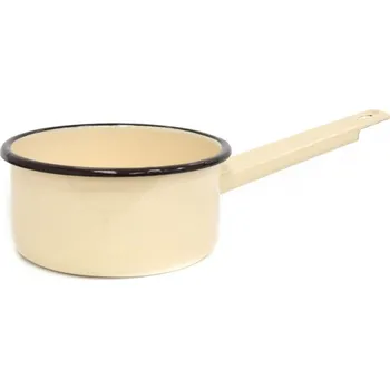 Hrnec Kastrol s rukojetí 14cm/1L, smalt, bez dekoru, béžový