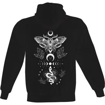 Pánská mikina Pánská mikina s kapucí s potiskem BOHO můra s hadem pánské