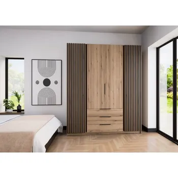 Dětská skříň Moderní skříň Kaja s lamelami - dub evoke