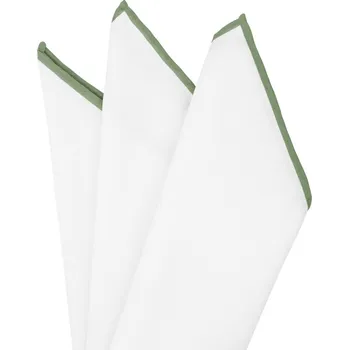 Šátek Bubibubi Bílý kapesníček do saka se zeleným lemem