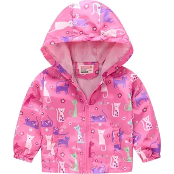 Dívčí jarní/letní bunda s grafickým potiskem (vel. 1-8 let) - různé motivy Barva: 3105-29 - kočička, Velikost: 110/4-5 let