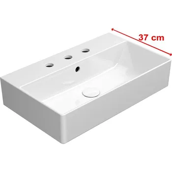 KUBE X keramické umyvadlo 60x37cm, broušená spodní hrana, 3 otvory, bílá ExtraGlaze