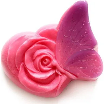 Silikonová forma - Motýl s růží 75 x 83 x 35 mm
