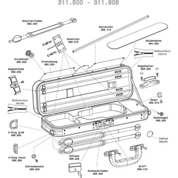 Housle GEWA Made in Germany Náhradní díly - Pouzdro pro housle Strato Super Light WeightNáhradní potah Conatex, černá 741