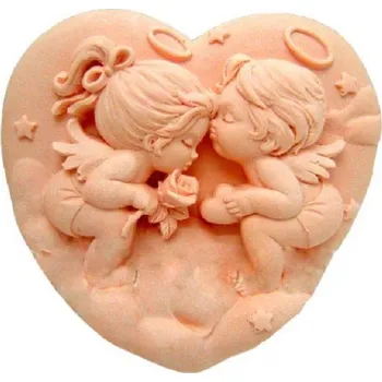 Silikonová forma - Srdíčko s andílky 72 x 68 x 30 mm