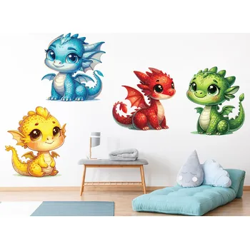 Samolepící dekorace Veselí draci samolepky na zeď arch 40 x 45 cm
