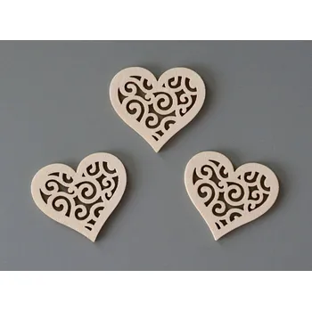 Dřevěné dekorace - Srdce ornament BÍLÉ 4 cm