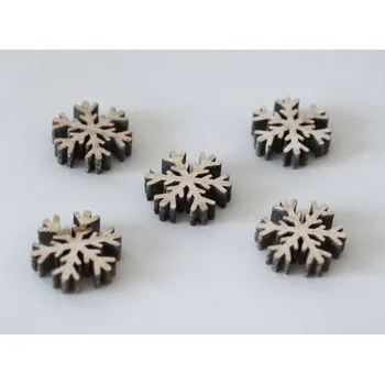 Dřevěná dekorace - Vločka 3 cm - BÍLÁ