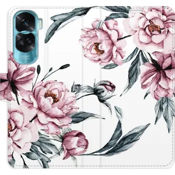 Pouzdro na mobilní telefon Flipové pouzdro iSaprio - Pink Flowers - Honor 90 Lite 5G