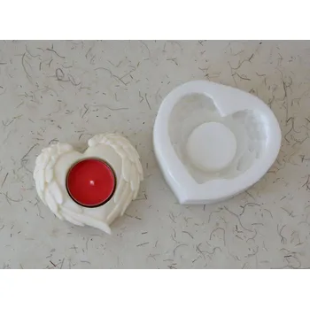 Silikonová forma - svícen Srdíčko s křídly 85 x 80 x 30 mm