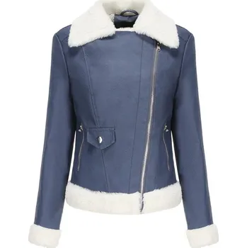 Moto bunda Kožená dámská bunda Avitator s kožíškem Barva: Modrá, Velikost: S