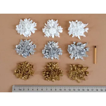 Vánoční ozdoba Vosková ozdoba - Květiny mix - 3 ks bílé