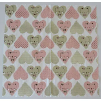 Papírový ubrousek Ubrousek na decoupage - Ostatní - Kočičí srdíčka