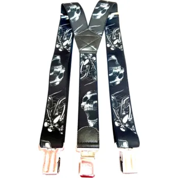 Kšandy Pánské stylové kšandy s lebkami a motorkami