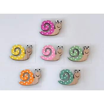 Dřevěná nalepovací dekorace - Šnek TYRKYSOVÝ