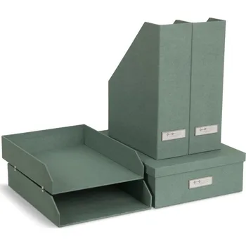 Zelené kartonové organizéry v sadě 5 ks na dokumenty Holger Canvas Paper Laminate – Bigso ID_1651750