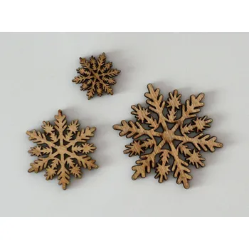 Dřevěné dekorace - VLOČKA HNĚDÁ B3 - VELKÁ - 7 x 6,5 cm