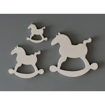 Dřevěné dekorace - HOUPACÍ KONÍK BÍLÝ A3 - VELKÝ - 7 x 6,5 cm