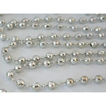 Vánoční dekorace Perličkový řetěz STŘÍBRNÝ