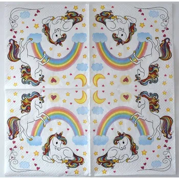 Ubrousek na decoupage - Pro děti - Jednorožci s duhou