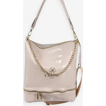 Kabelka Dámská kabelka přes rameno béžová/lesk - Carine Ennio béžová