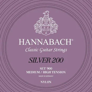 Struna pro kytaru a smyčcový nástroj Hannabach Struny pro klasickou kytaru série 900 Medium / High Tension Silver 200Sada medium high 900MHT 5916