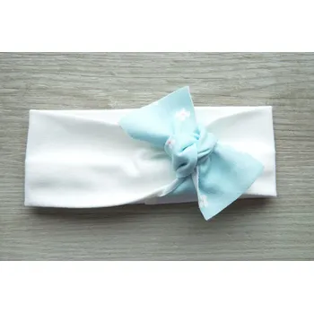 Čelenka AMÁLKA Elastická čelenka smetanová, pentle tyrkysové, malé, květinky Velikost: 74-86