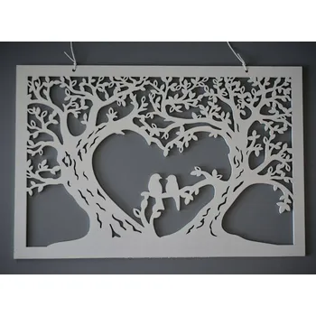 Dřevěný závěs / dekorace - Stromy s ptáčky