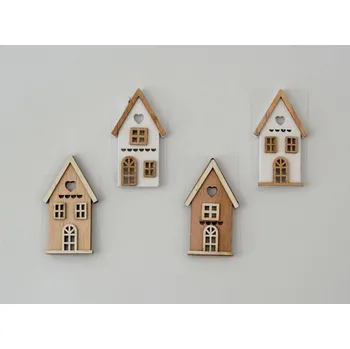 Dřevěná nalepovací dekorace - Domeček hnědý C