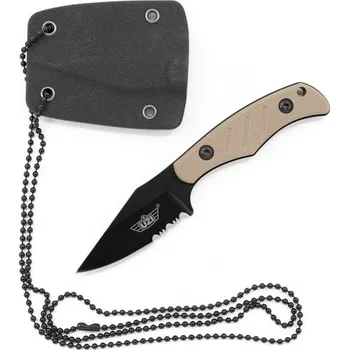 Bojový nůž UZI Nůž NECK s pouzdrem pro zavěšení TAN