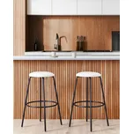 Sada 2 barových stoliček krémově bílé kulaté sametové sedadlo bez opěradla černé ocelové nohy moderní design jídelna Beliani