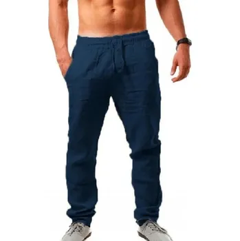 Pánské kalhoty Prodyšné pánské kalhoty na letní dny Barva: Tmavě Modrá, Velikost: 3XL