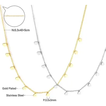 Náhrdelník Elegantní náhrdelník z chirurgické oceli - Srdce,Zlatá