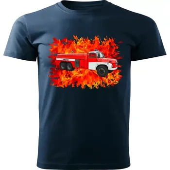 Chlapecké tričko tričko pro hasiče Hasičské auto 138 CAS 32 navy modré 146 (dětské hasičské tričko )