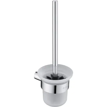 WC štětka Deante Round záchodová štětka šroubovaný chrom-sklo ADR_0711