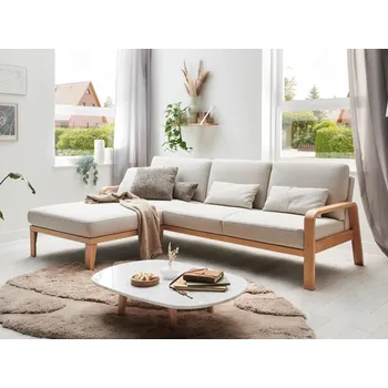 Sedací souprava Rohová sedací souprava s dřevěnými područkami KOLDING Levý roh