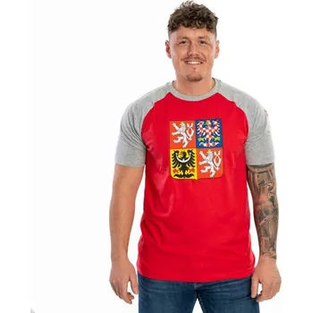 Pánské tričko FAN LOGO CAFY STÁTNÍ ZNAK triko červená/šedá M