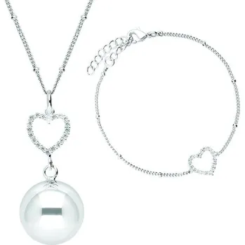 Náramek Bola Rolnička s náramkem Crystal Heart in silver