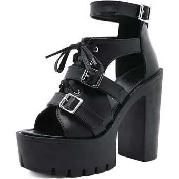 Dámské sandále Gothic sandály se šněrováním Barva: Černá, Velikost: 41