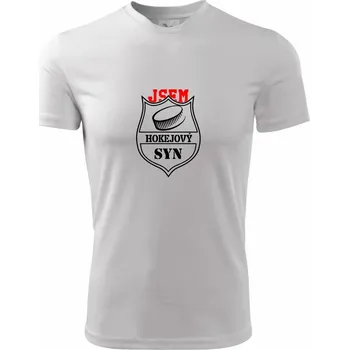 Chlapecké tričko Hokejový syn - puk - Dětské triko sportovní (dresovina) - 134 cm/8 let ( Bílá )