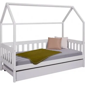 Dětská postel Domečková postel II z masivu 90x200cm se zásuvkou Sully - bílá