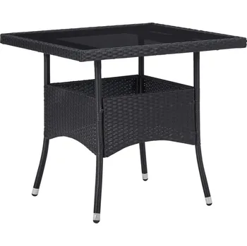 Zahradní stůl Nábytek XL Zahradní jídelní stůl černý polyratan a sklo 46177