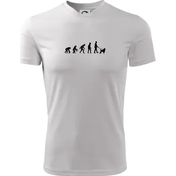 Evoluce pes pudl (muž-žena) - Dětské triko sportovní (dresovina) - 158 cm/12 let ( Bílá )