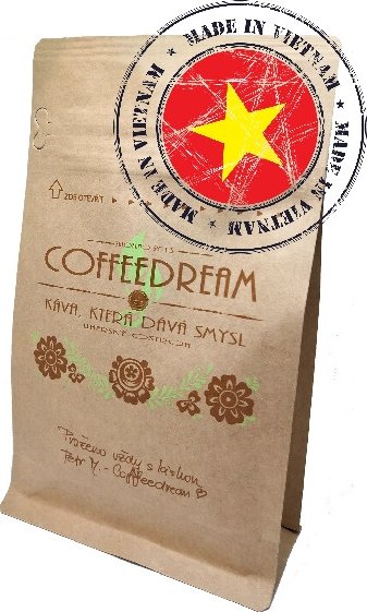 COFFEEDREAM | Káva VIETNAM Scr. 18, robusta - 1000g / třívrstvý sáček se zipem / Zrnková Káva Vietnam R02